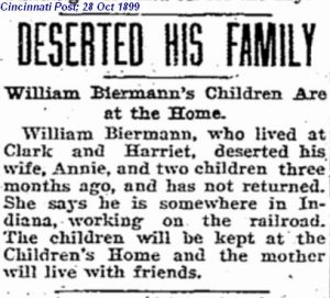 William Biermann-deserted wife and children-28 Oct 1899 Cincinnati Post