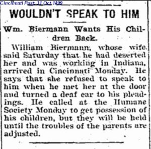 William Biermann-dispute over children-31 Oct 1899 Cincinnati Post